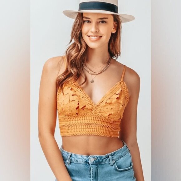 Love Tree Mango Crochet Lace Cropped Bralette S - Picture 1 of 4